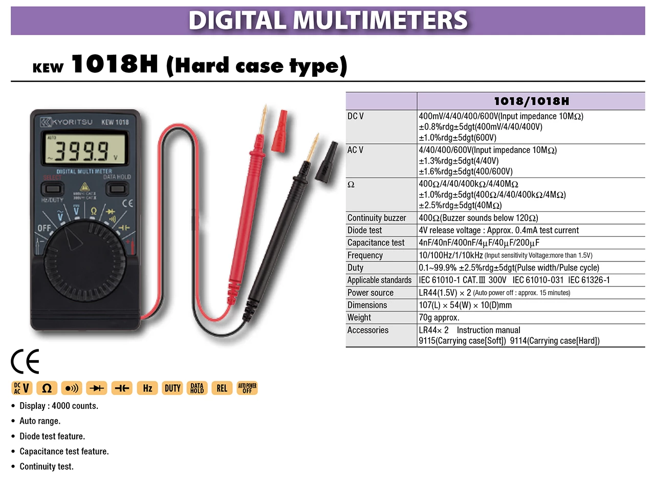 Kyoritsu KEW 1018H Digital Multimeters (362007014)