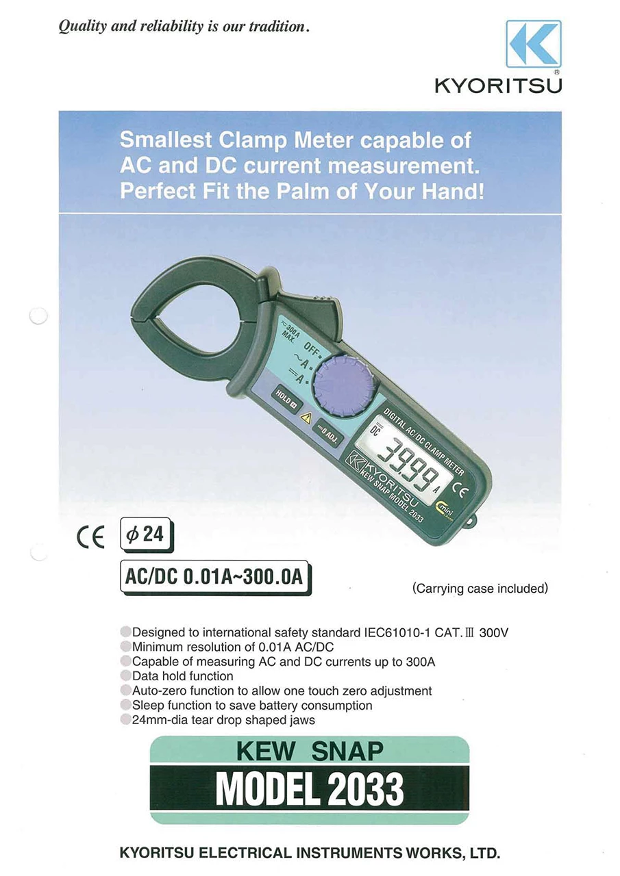 Kyoritsu KEW 2033 AC / DC Digital Clamp Meter ( 362007024 )