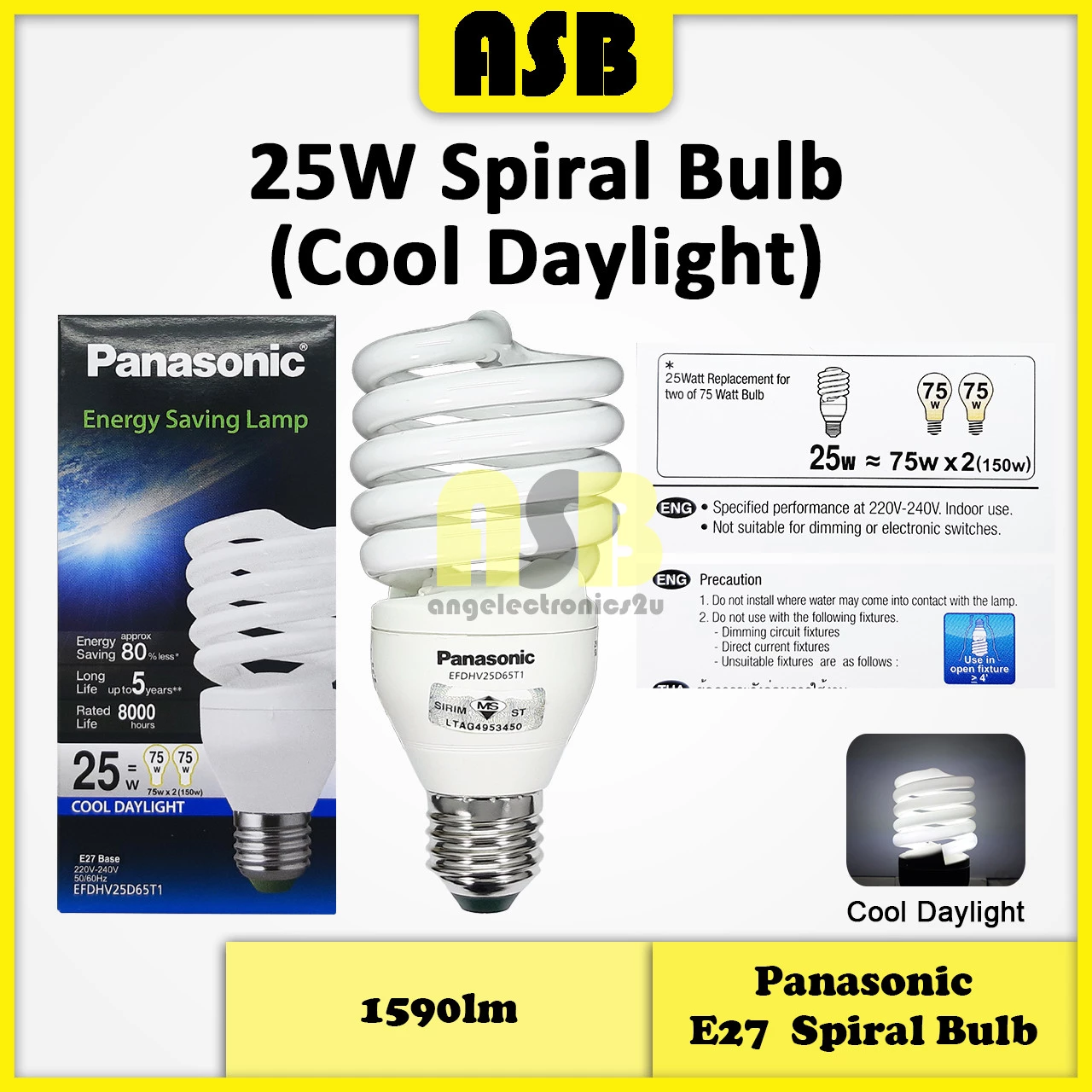 (1pc) Panasonic 3U Bulb / Spiral Bulb E27 Energy Saving Bulb 18W/23W/25W ( Cool Daylight / Soft Warm ) Lampu Mentol 灯泡
