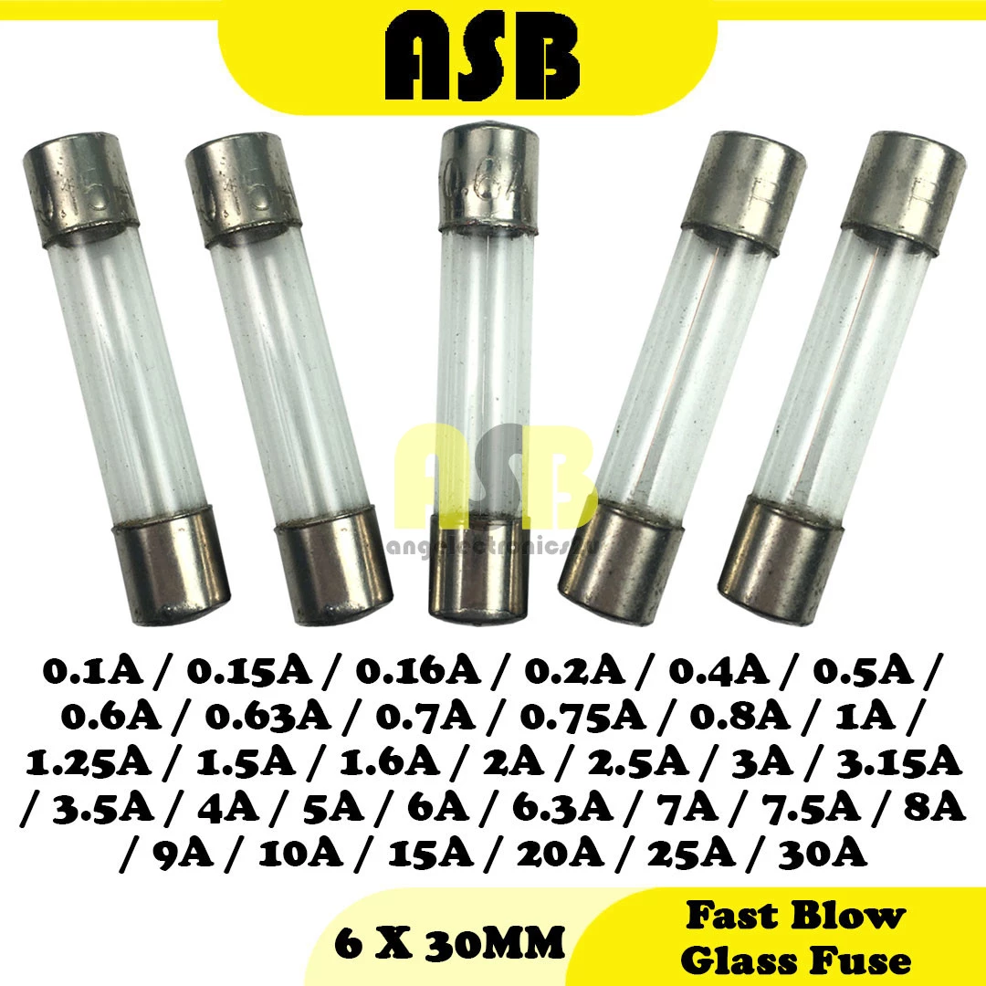 ( 5pcs ) Fast Blow Glass Fuse ( 6X30MM )